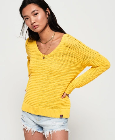 Shop Superdry Eloise Textured Open Knit In Yellow