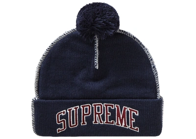 Pre-owned Supreme  Contrast Stitch Beanie Navy