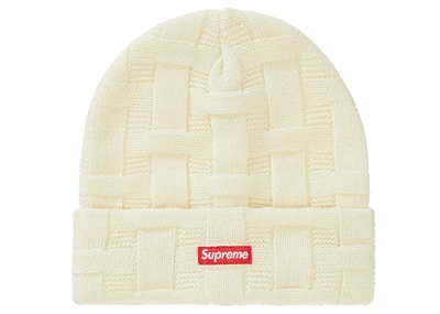 Pre-owned Supreme  Basket Weave Beanie Natural