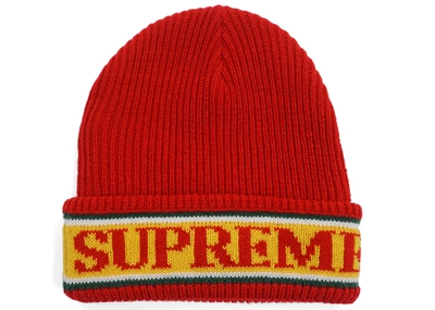 Pre-owned Supreme  Cuff Logo Beanie Red