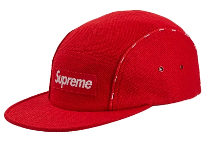 Pre-owned Supreme  Pique Piping Camp Cap Red
