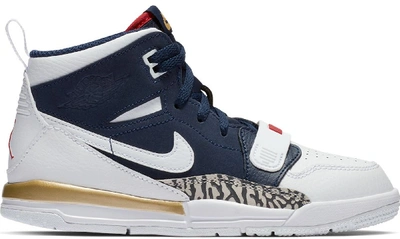 Pre-owned Jordan Legacy 312 Olympic (ps) In White/white-midnight Navy-varsity Red-metallic Gold