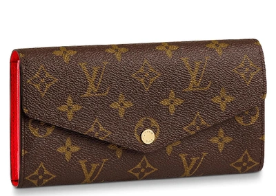 Pre-owned Louis Vuitton  Sarah Wallet Monogram Coquelicot Lining