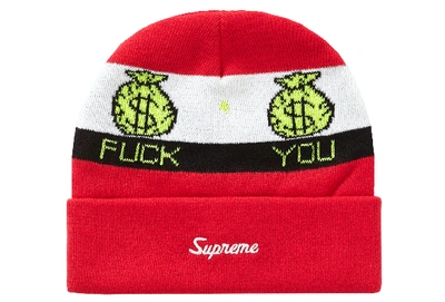 Pre-owned Supreme  Pay Me Beanie Red
