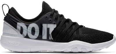 Pre-owned Nike Free Tr 7 Premium Just Do It Black White (women's) In Black/black-wolf Grey