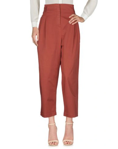 Shop Fabiana Filippi Woman Pants Brick Red Size 12 Cotton, Elastane