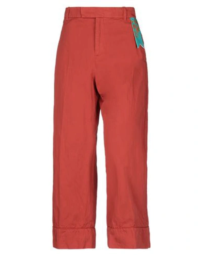 Shop The Gigi Woman Pants Rust Size 10 Cotton, Metallic Fiber In Red