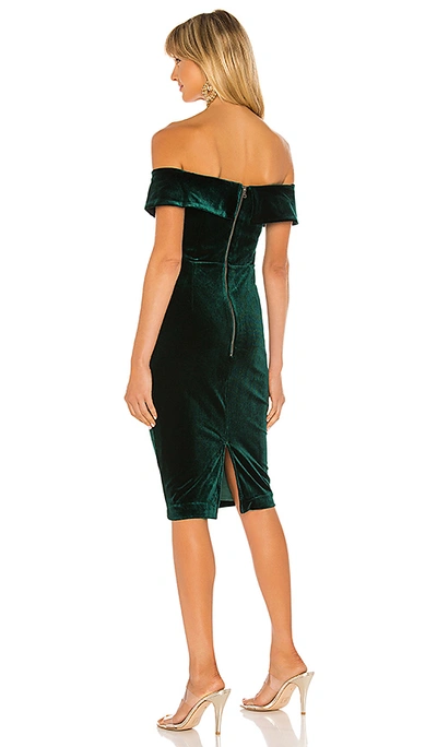 Shop Bardot Bella Velvet Dress In Dark Green