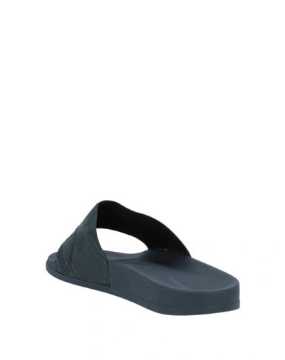 Shop Emporio Armani Slides And Slippers In Lead