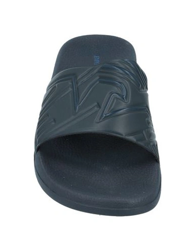 Shop Emporio Armani Slides And Slippers In Lead
