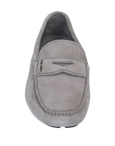 Shop Prada Loafers In Grey