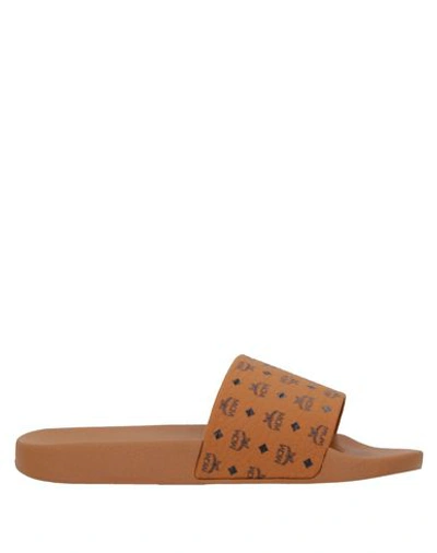 Shop Mcm Sandals In Camel