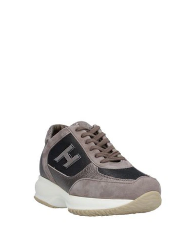 Shop Hogan Woman Sneakers Khaki Size 10 Soft Leather, Textile Fibers