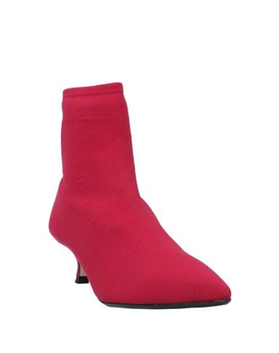 Shop Anna F . Woman Ankle Boots Garnet Size 8 Cotton In Red