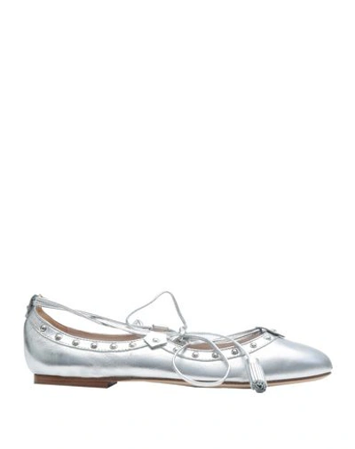 Shop Tod's Woman Ballet Flats Silver Size 5 Soft Leather
