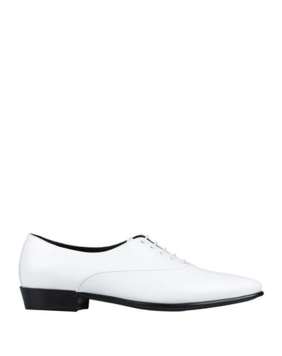 Shop Celine Lace-up Shoes In White