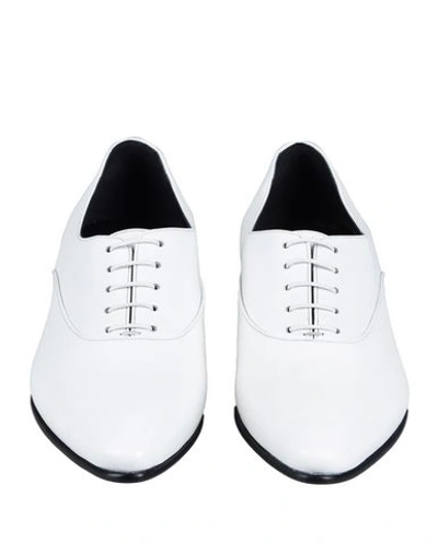Shop Celine Lace-up Shoes In White