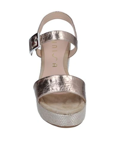 Shop Unisa Woman Sandals Platinum Size 11 Soft Leather In Grey