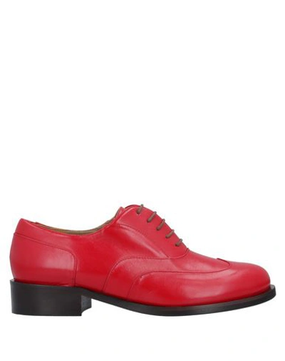 Shop Delpozo Lace-up Shoes In Red