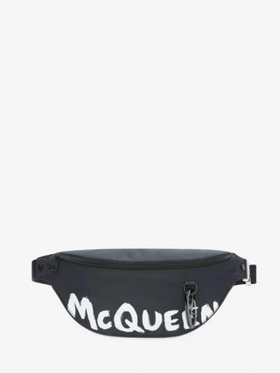 Shop Alexander Mcqueen Oversize Harness Belt Bag In Black/white