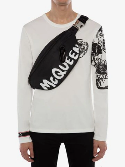 Shop Alexander Mcqueen Oversize Harness Belt Bag In Black/white