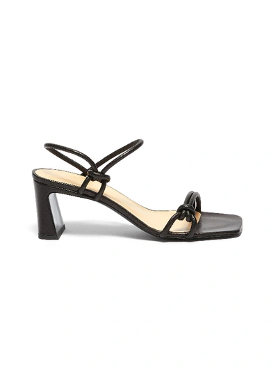 Shop By Far 'charlie' Single Band Knot Leather Sandals In Black