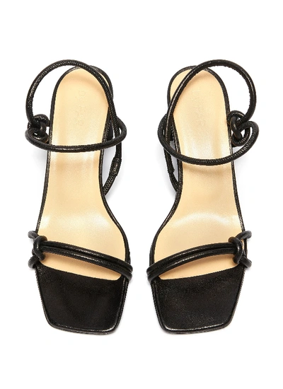 Shop By Far 'charlie' Single Band Knot Leather Sandals In Black