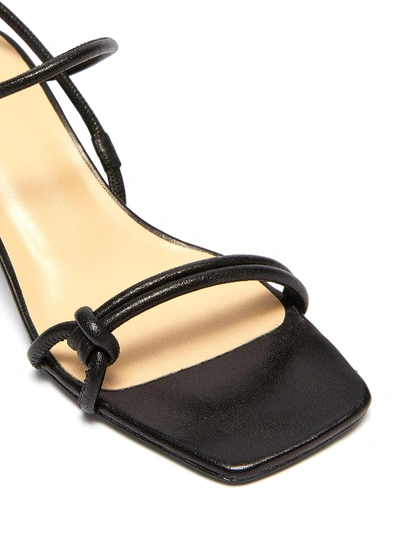 Shop By Far 'charlie' Single Band Knot Leather Sandals In Black