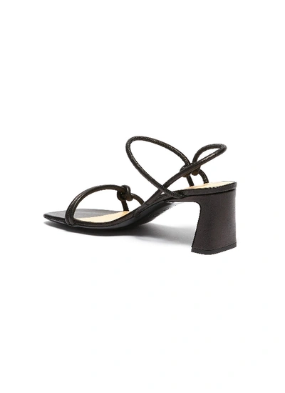 Shop By Far 'charlie' Single Band Knot Leather Sandals In Black