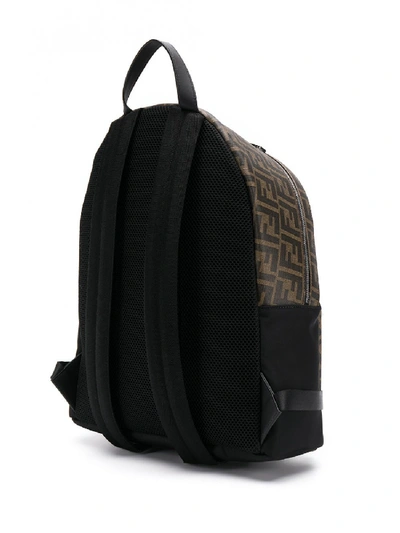 Shop Fendi Logo Backpack In Brown