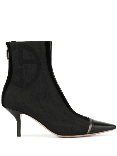 Shop Giorgio Armani Kitten Heel Boots In Black