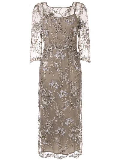 Shop Antonio Marras Embroidered Cocktail Dress In Brown