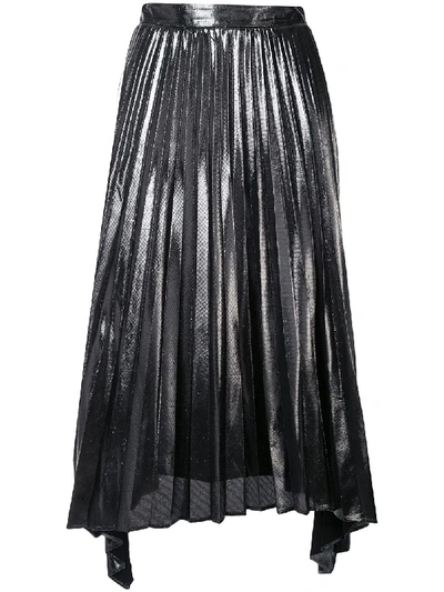 Shop Altuzarra Pleated Asymmetric Midi Skirt In Metallic