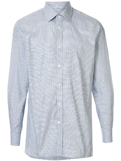 Shop Gieves & Hawkes Check Pattern Shirt In Blue