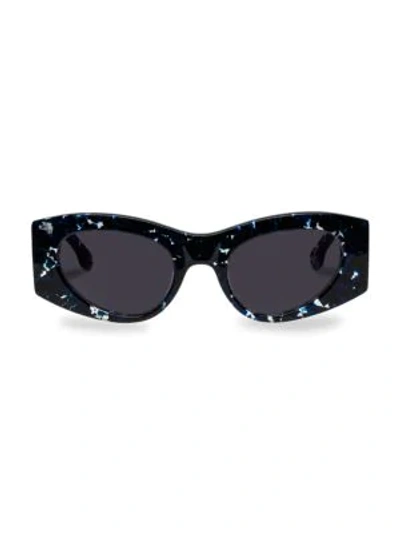 Shop Le Specs Extempore 49mm Cat Eye Sunglasses In Black Navy