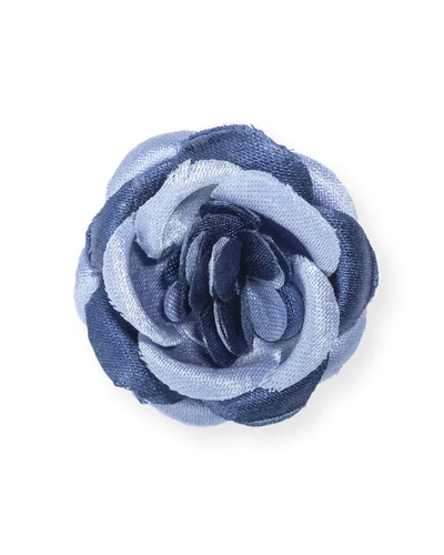 Shop Hook + Albert Men's Small Poplin Lapel Flower In Blue