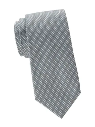 Shop Isaia Men's Micro Square Dot Silk Tie In Grey