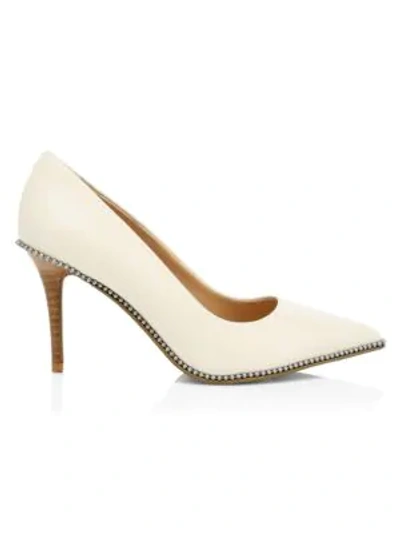 Shop Coach Waverly Bead-trim Leather Pumps In Ivory