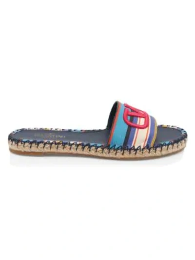 Shop Valentino Garavani Vlogo Espadrille Slide Sandals In Multi