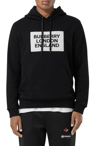 Shop Burberry Farley Logo Hooded Sweatshirt In Black