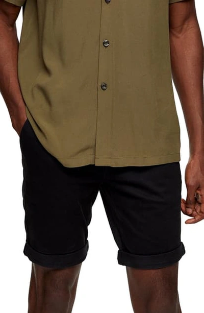 Shop Topman Stretch Skinny Chino Shorts In Black