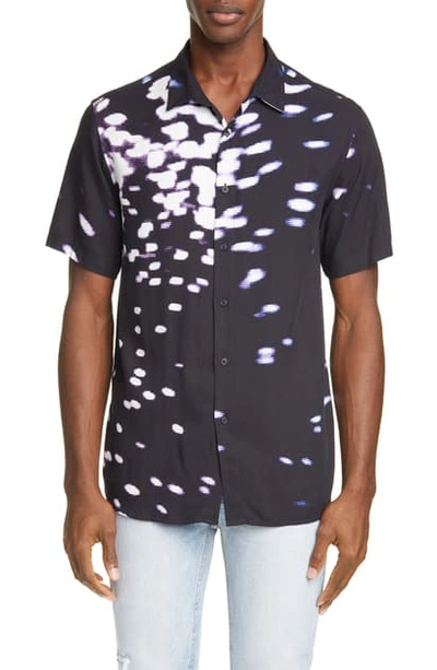 Shop Ksubi Fractals Resort Short Sleeve Button-up Shirt In Blue Multi