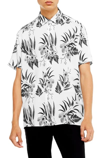 Shop Topman Floral Short Sleeve Button-up Shirt In Cream Multi