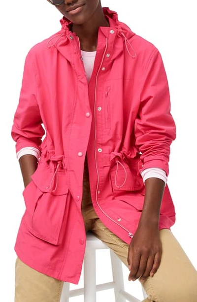 Shop Jcrew Perfect Rain Jacket In Bright Rose