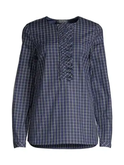 Shop Lafayette 148 Bradford Crosshatch Shirt In Royal Blue