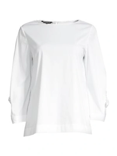 Shop Lafayette 148 Women's June Ruched-sleeve Blouse In White