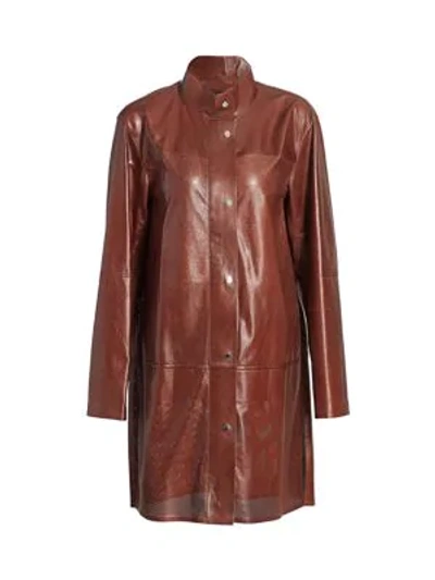 Shop Lafayette 148 Svannah Perforated Leather Jacket In Burnt Cinnamon