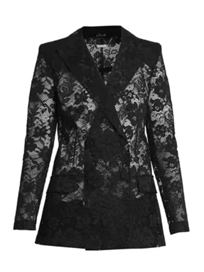 Shop Givenchy Double Breasted Lace Jacket In Black