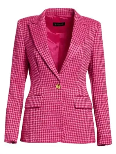 Shop Escada Houndstooth One Button Blazer In Shocking Pink