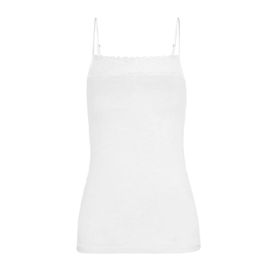 Shop Hanro Moments Lace-trimmed Cotton Top In White